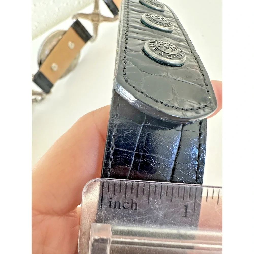 Streets Ahead Belt Silver Metal Chain & Rhinestone Black Leather STATEMENT 32 in
